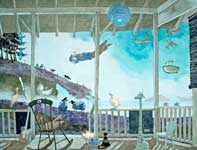 The Many Callings of Professor What Not (blue) Painting by Eddie Flotte: The Many Callings of Professor What Not (blue)