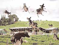 The Strange and Sudden Disappearance of the Haleakala Dairy Cow Painting by Eddie Flotte: The Strange and Sudden Disappearance of the Haleakala Dairy Cow
