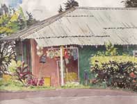 Tin Roof and Macrame Painting by Eddie Flotte: Tin Roof and Macrame
