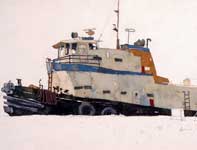 Tugboat Kahului Harbor Painting by Eddie Flotte: Tugboat Kahului Harbor