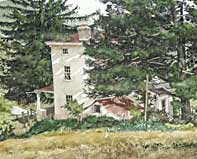 Up The Hill Beside The House Painting by Eddie Flotte: Up The Hill Beside The House