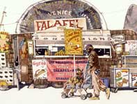 Painting by Eddie Flotte: Venice Beach Falafel Stand