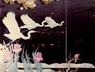 Painting by Eddie Flotte: Water Birds on Mirror II