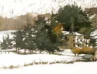 Winter At Kuerner's Painting by Eddie Flotte: Winter At Kuerner's