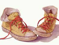 Yellow High Tops Painting by Eddie Flotte: Yellow High Tops